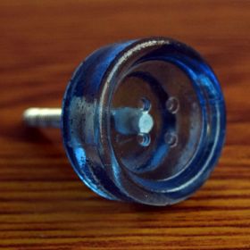 Blue Button Glass Knob