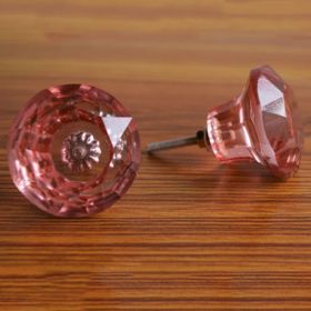 Pink Diamond Cut Glass Knob