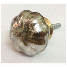 Crackled Silver Round Glass Drawer Knob Cabinet Handle