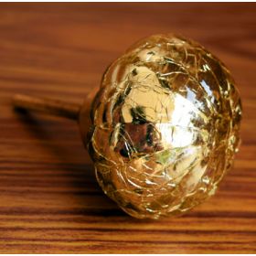 Crackled Gold Mushroom Glass Cupboard Drawer Knob
