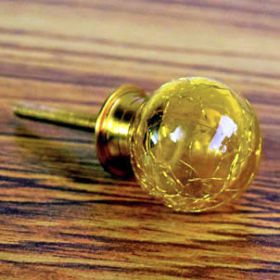 Cracked Yellow Orb Glass Drawer Knob