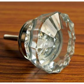 Large Faceted Crystal Glass Knob