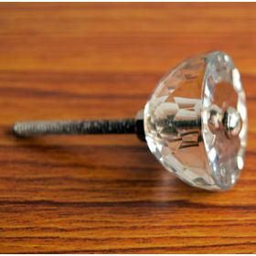 Flat Top Crystal Dome Glass Knob