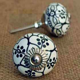 Black Floral Ceramic Knob