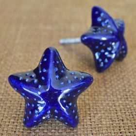 Blue Starfish Ceramic Knob