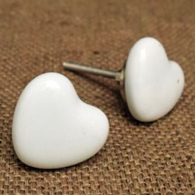 White Heart Ceramic Knob