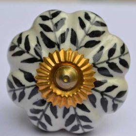 Black Vine Ceramic Knob