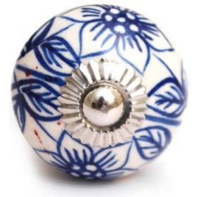 Blue Flower Artwork Ceramic Knob