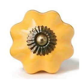 Plain Yellow  Ceramic Knob