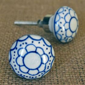 Blue Artwork Bulb Ceramic Knob