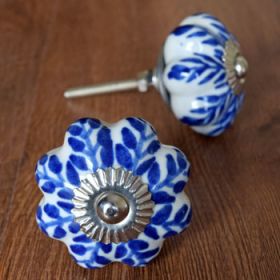 Blue Vine  Ceramic Knob