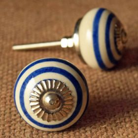 Blue Stripes Ceramic Knob