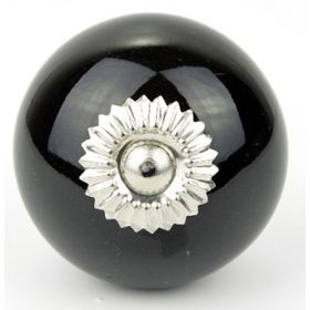Plain Black Round Ceramic Knob