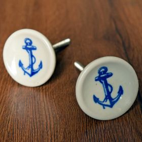 Nautical Anchor Ceramic Cabinet Knob