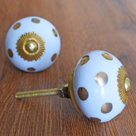 Gold Polka Dots Ceramic Cupboard Drawer Knob