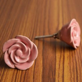 Pink Rose Ceramic Cupboard Cabinet Knob