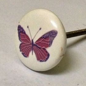 Pink Butterfly Ceramic Knob