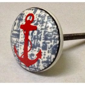 Red Anchor Ceramic Knob