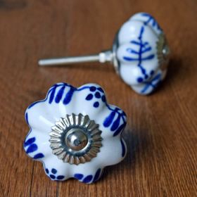 Blue Vine Ceramic Knob