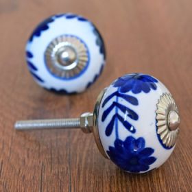 Blue Dahlia Ceramic Knob
