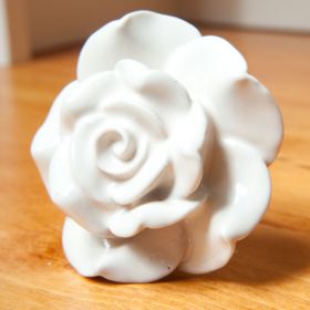 White Rose Ceramic Cabinet Wardrobe Knob