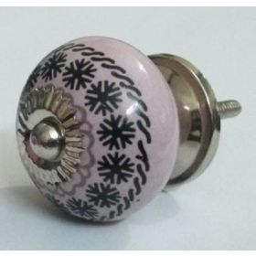 Pink Snowflake Stripe Ceramic Knob