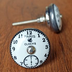 Silver Clock Ceramic Knob