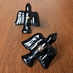 Black Bird Ceramic Cabinet Drawer Knob