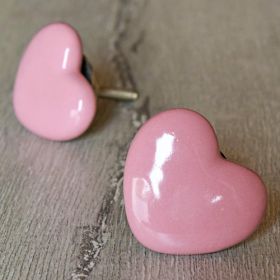 Pink Heart Ceramic Knob