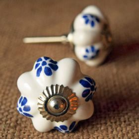 Blue Flower Ceramic Knob