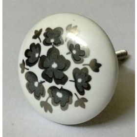 Silver Candytuft Ceramic Knob