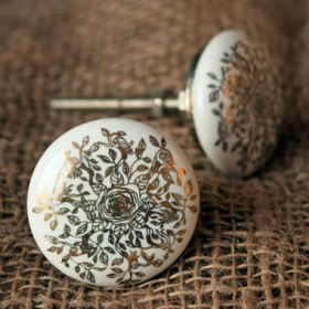 Abstract Gold Floral Ceramic Knob
