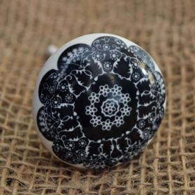 Black and White Mandala Ceramic Knob
