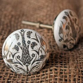Abstract Gold Floral Ceramic Drawer Knob Pull