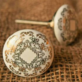 Abstract Gold Floral Ceramic Cupboard Drawer Knob Cabinet Handle