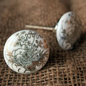 Abstract Gold Floral Luxe Ceramic Knob For Drawers
