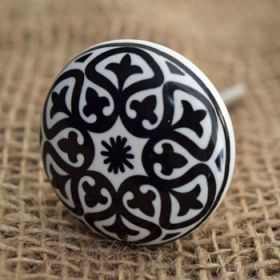Black and White Mandala Ceramic Knob