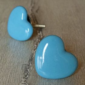 Blue Heart Ceramic Knob