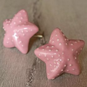 Pink Starfish Ceramic Knob