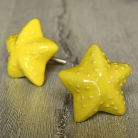 Yellow Starfish Ceramic Knob