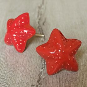 Red Starfish Ceramic Knob