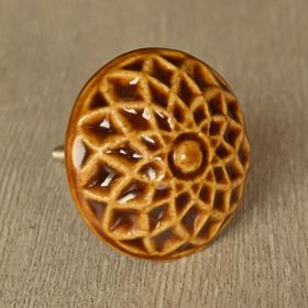 Embossed Caramel Mandala Ceramic Knob