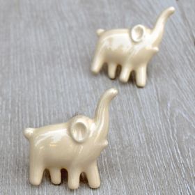 Kids Cabinet Cream Happy Elephant Ceramic Knob