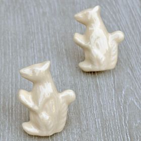 Kids Cabinet Cream Squirrel Ceramic Knob