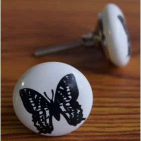 Black Butterfly Ceramic Knob