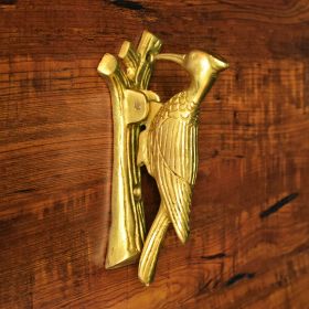 Woodpecker Solid Brass Door Knocker