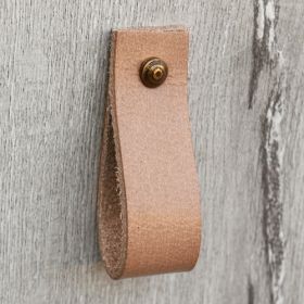 Beige Leather Cabinet Drawer Pull Knob