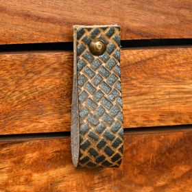 Brown Crosshatch Leather Knob Pull