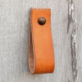 Tan Leather Cabinet Drawer Pull Knob