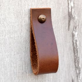 Coffee Leather Cabinet Drawer Pull Knob
